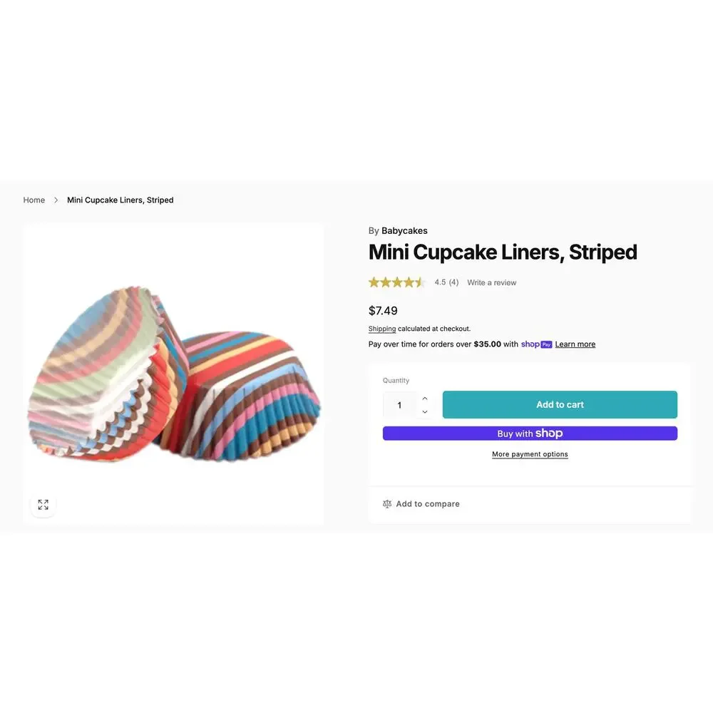 Bulk Babycakes Mini Cupcake Liners Striped 25 CASE 100 Baking Cups Per Pack New